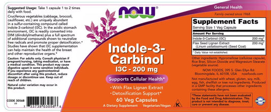 Now Foods Indole-3-Carbinol (I3C) 200 mg (60 Veg Kapszula)
