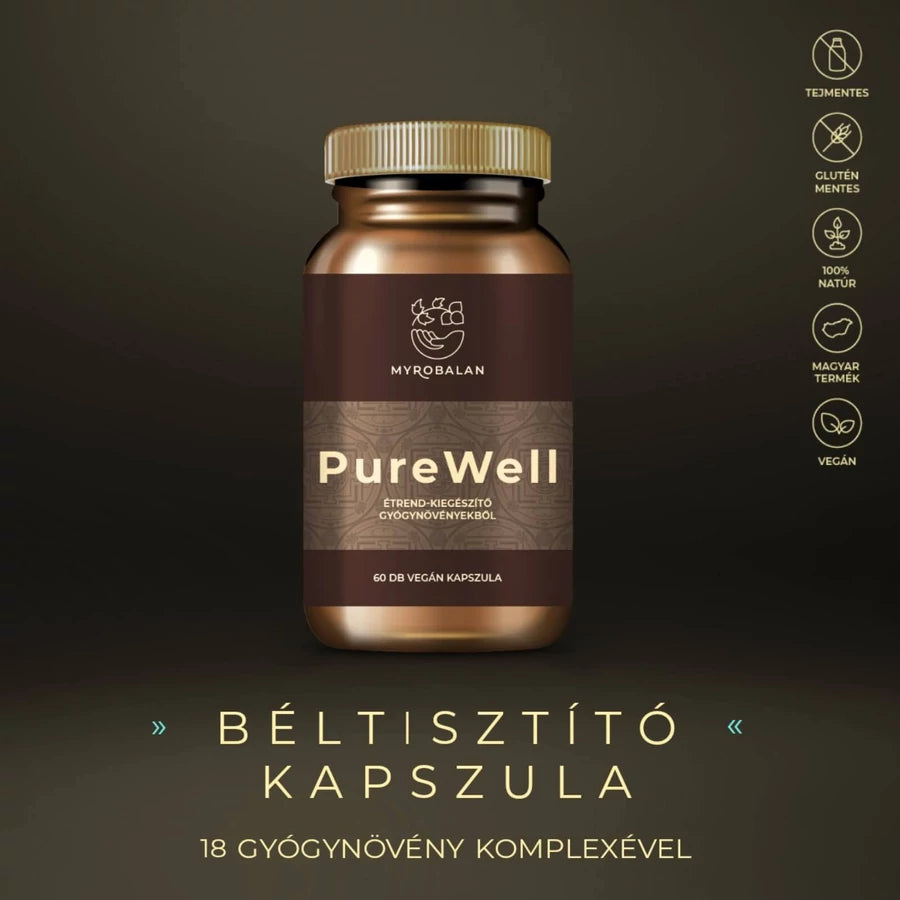 Myrobalan PureWell béltisztító gyógynövény-komplex 60 db vegán kapszula 100% gyógynövényőrleménnyel