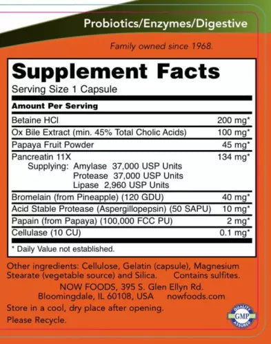 Now Foods Super Enzymes - Emésztőenzim keverék (90 Kapszula)