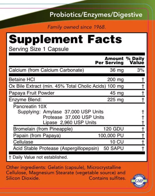 Now Foods Super Enzymes - Emésztőenzim keverék (180 Kapszula)